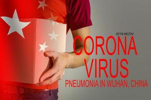 livraison de Chine corona virus. livraison de un infecté emballer. postal paquet mai contenir chinois coronavirus photo