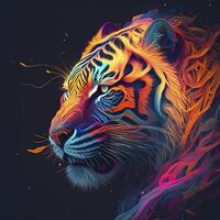 tigre dans néon couleurs. génératif ai. photo