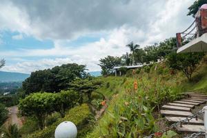 paysage photo de vert jardin, en haut colline et fleur parc sur le central Java sémarang. le photo est adapté à utilisation pour traditionnel nourriture arrière-plan, affiche et nourriture contenu médias.