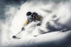 skieur en dessous de un avalanche illustration ai photo