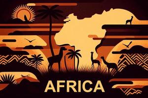 illustration Afrique Régions carte avec Célibataire africain des pays ai photo