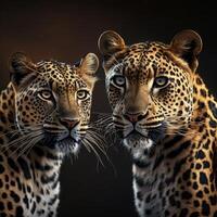 deux léopards hyper-réaliste photo réaliste 8k génératif ai