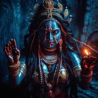 un adorable portrait de kali mata hindou déesse génératif ai photo