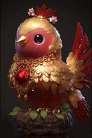 magnifique mignonne et dominateur zodiaque poulet génératif ai photo