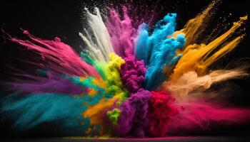 magnifique Holi poudre couleurs explosion proche en haut image génératif ai photo