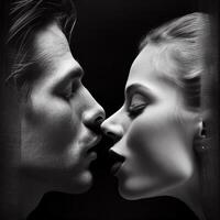 une homme et femme tandis que embrasser génératif ai photo