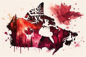magnifique lumière rouge Canada carte aquarelle photo