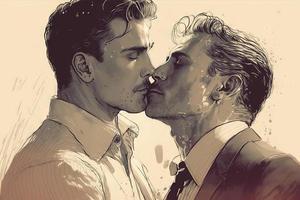 gay couple embrasser illustration photo