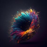 magnifique Couleur et particule explosion illustration génératif ai photo