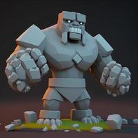 pierre Gardien Golem illustration, 3d, mignonne style. ai photo