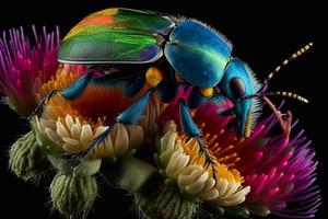 abeille sur une coloré fleur ai photo