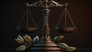Balance de Justice graphique illustration vecteur foncé Contexte génératif ai photo