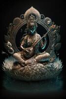 déesse saraswati numérique art cosmique embrasé image génératif ai photo