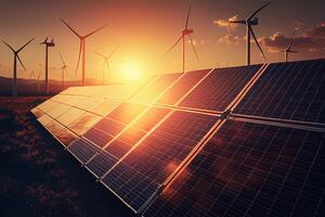 solaire panneaux, photovoltaïque, alternative électricité la source - concept de durable Ressources génératif ai photo