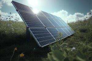 solaire panneaux, photovoltaïque, alternative électricité la source - concept de durable Ressources génératif ai photo