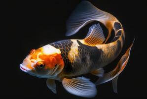 koi poisson isolé noir Contexte. génératif ai photo