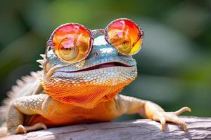 caméléon avec des lunettes de soleil photo