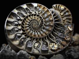 ammonite fossile Contexte établi avec génératif ai La technologie photo