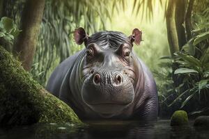 hippopotame fermer. génératif ai. photo