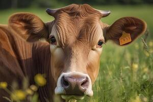 vache proche en haut. génératif ai. photo