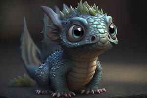mignonne bébé dragon. génératif ai. photo