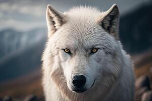 blanc Loup portraits. génératif ai. photo