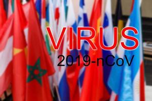 pays drapeaux avec texte coronavirus sur il. 2019 - 2020 roman coronavirus 2019-ncov concept, pour un déclenchement se produit dans Allemagne. photo