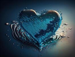 cœur fabriqué par bleu transparent l'eau Contexte établi avec génératif ai La technologie photo