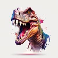 content t-rex dinosaure réaliste conception coloré blanc Contexte génératif ai photo