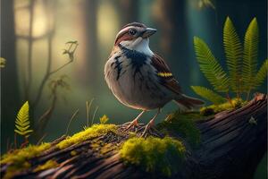 magnifique oiseau dans forêt génératif ai photo