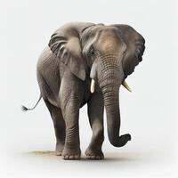 l'éléphant sur blanc Contexte génératif ai photo