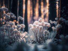 hiver fantaisie forêt paysage établi avec génératif ai La technologie photo