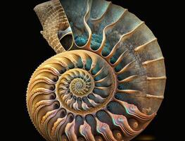 ammonite fossile Contexte établi avec génératif ai La technologie photo