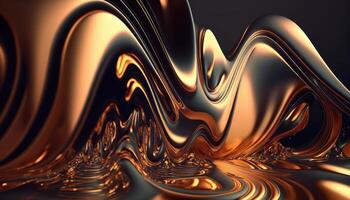 une métallique abstrait ondulé liquide Contexte génératif ai La technologie photo