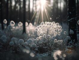 hiver fantaisie forêt paysage établi avec génératif ai La technologie photo