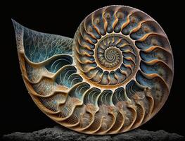 ammonite fossile Contexte établi avec génératif ai La technologie photo