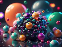 coloré des balles dynamique liquide formes Contexte établi avec génératif ai La technologie photo