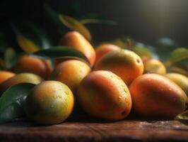 magnifique biologique Contexte de fraîchement choisi mangue établi avec génératif ai La technologie photo