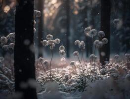hiver fantaisie forêt paysage établi avec génératif ai La technologie photo