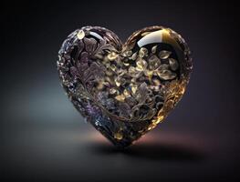 réaliste translucide cœur en forme de cristal zircon, Naturel gemme génératif ai La technologie photo