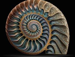 ammonite fossile Contexte établi avec génératif ai La technologie photo