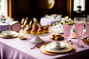 mariage table avec desserts et petits gâteaux, sélectif se concentrer. photo