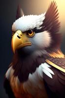 Aigle portrait sur une foncé Contexte. 3d rendre illustration. photo