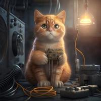 le gingembre chat devenu un électricien photo