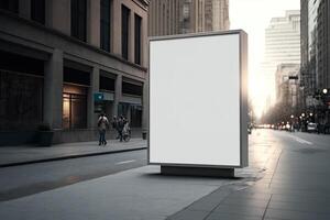 Vide blanc vide panneau d'affichage publicité affiche écran sur le route ai généré photo