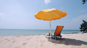 plage été tropical Voyage parapluie place Contexte ai généré photo