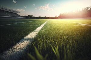 Football champ avec Matin paysage Extérieur fabriqué avec génératif ai photo