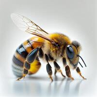 mon chéri abeille isolé sur blanc arrière-plan, côté vue - ai généré image photo