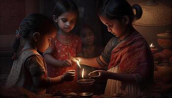 diwali le triomphe de lumière et la gentillesse hindou Festival de lumières fête diya pétrole les lampes 24e octobre photo