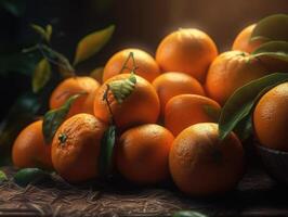 magnifique biologique Contexte de fraîchement choisi mandarines établi avec génératif ai La technologie photo